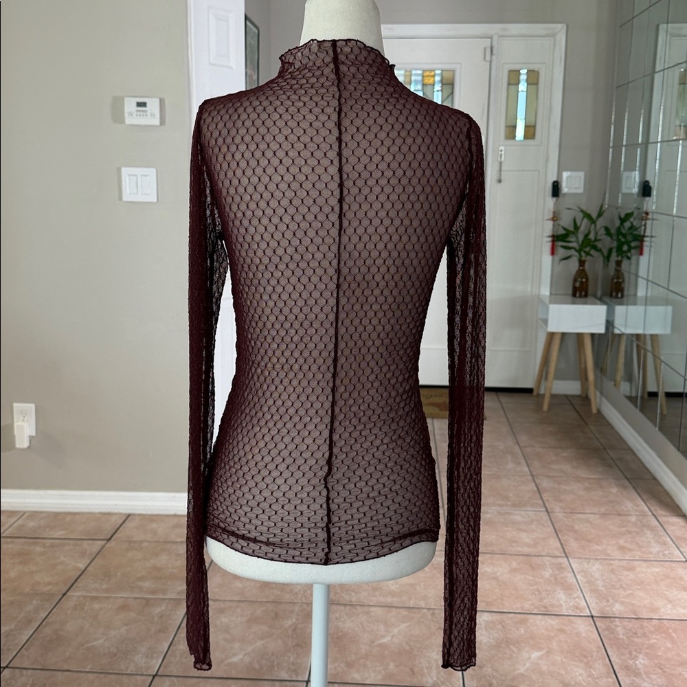 Free People Burgundy Mesh Top - Picture 7 of 14
